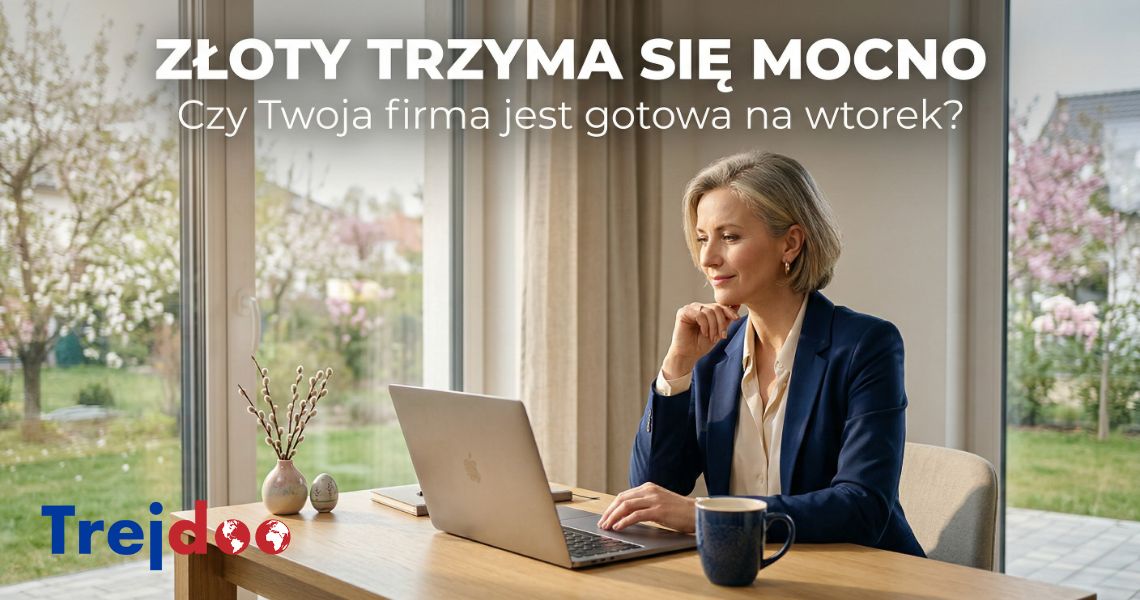 Przedsiębiorca sprawdza kurs walut przed Wielkanocą 2026 – EUR/PLN i USD/PLN stabilne