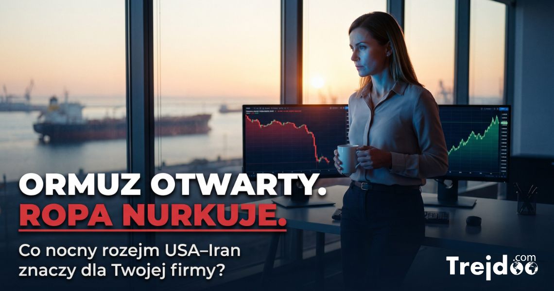 Cieśnina Ormuz otwarta po rozejmie Iran–USA, ropa spada, kurs dolara na Trejdoo